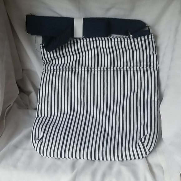 Thirty-One Organizing Shoulder Bag Navy Pinstripe - Picture 2 of 8